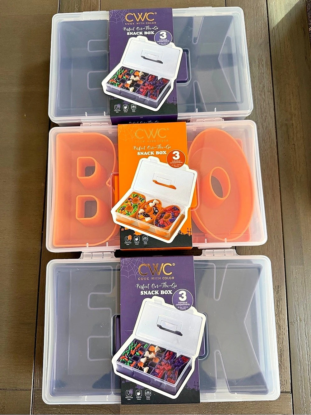 Halloween BOO & EEK Snackle Boxes - 3 Divided Sets